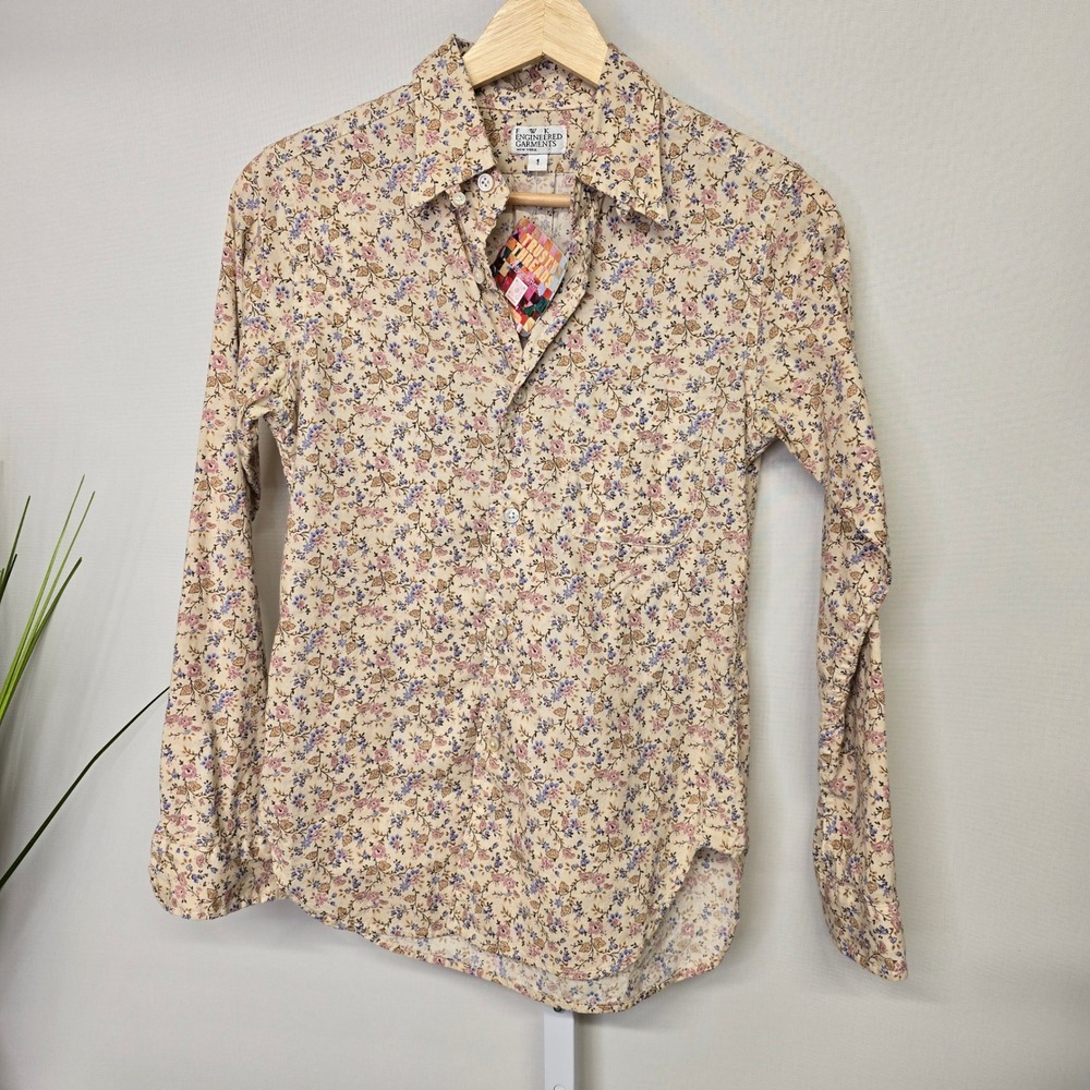 FWK Engineered Garments Floral Cotton Button‎ Down Shirt Made in USA Size 1